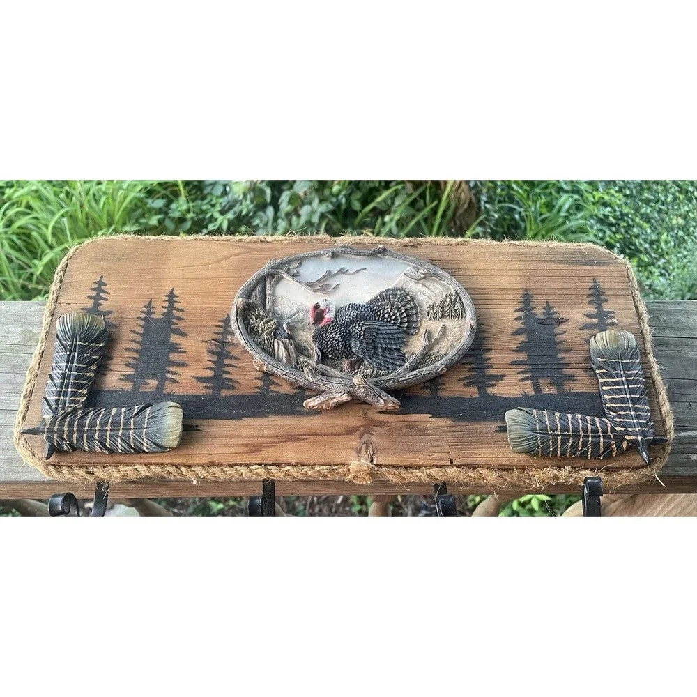 Vintage Wood Turkey Wall Hat/Coat Hanger Mount Decoration
